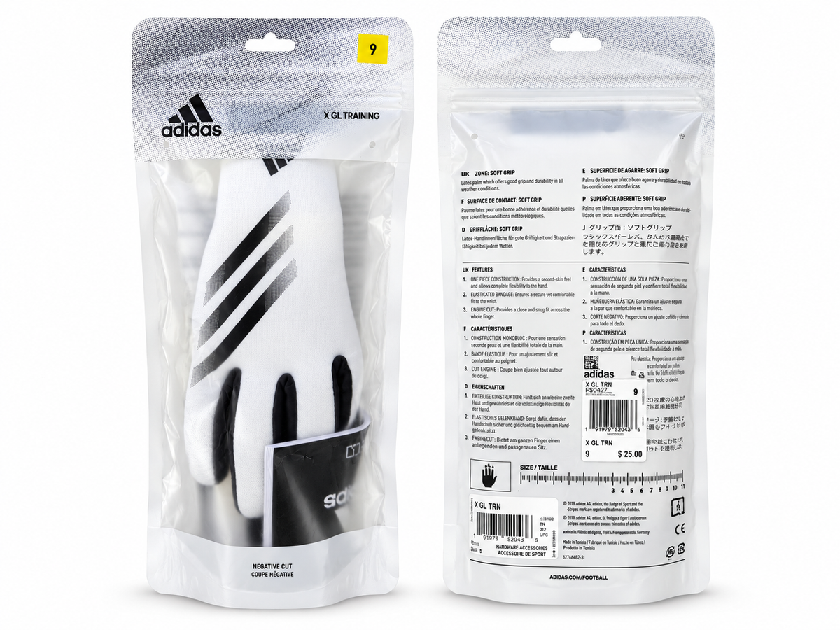 ADIDAS NEGATIVE CUT GOALKEEPER GLOVES - WHITE/BLACK