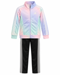 ADIDAS KIDS GREY & PURPLE MULTICOLOR 2-PIECE TRACK SET
