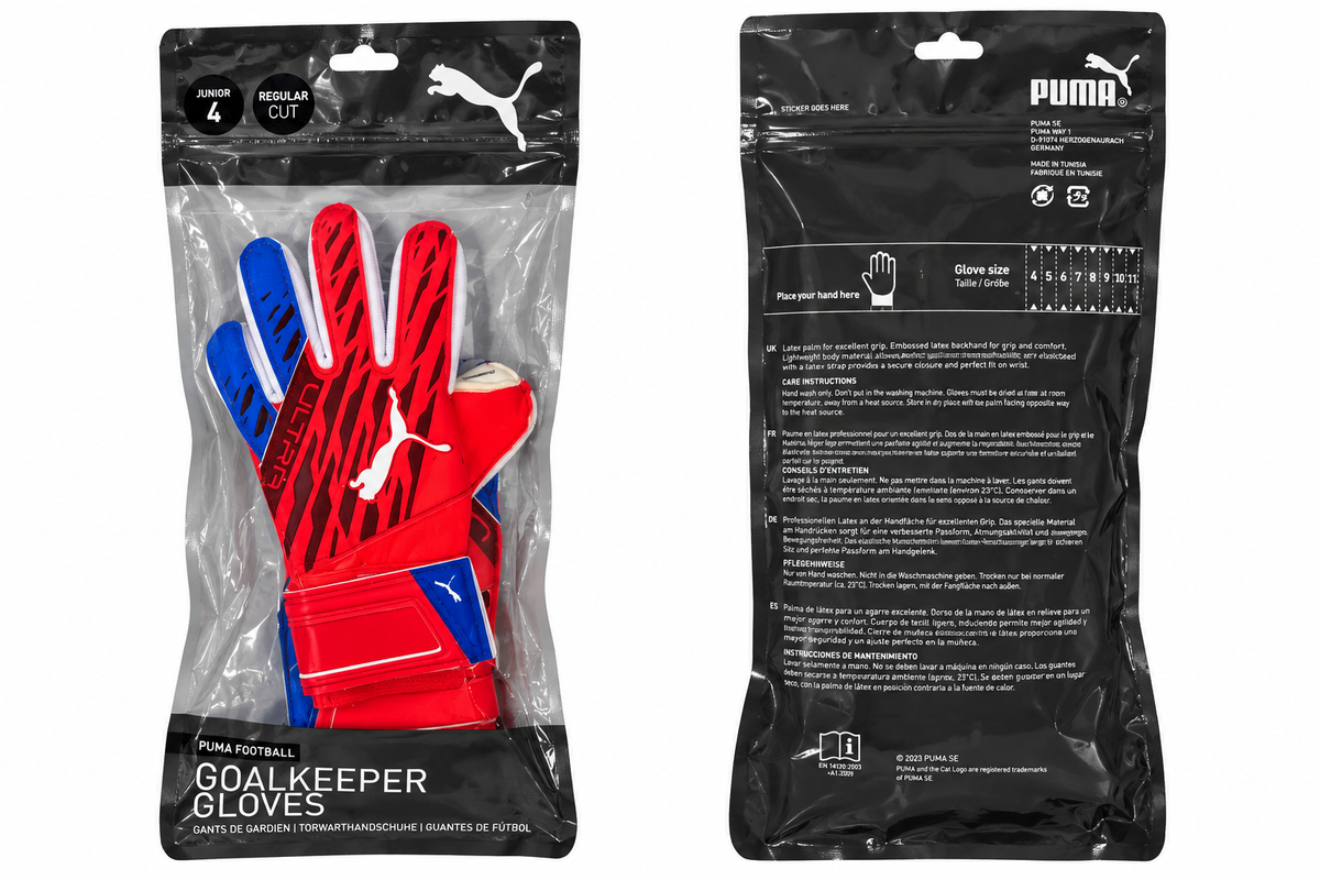 PUMA ULTRA PROTECT 3 JUNIOR RC GOALKEEPER GLOVES - RED/BLUE/WHITE
