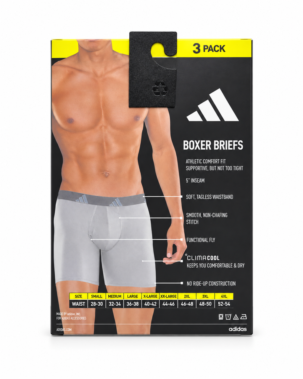 ADIDAS MEN’S MICROFIBER QUICK-DRY BOXER BRIEFS - 3 PACK