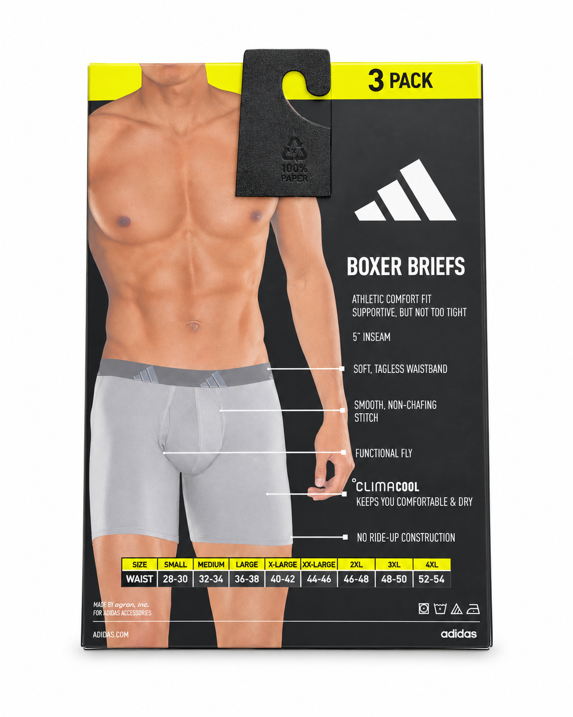 ADIDAS MEN’S MICROFIBER QUICK-DRY BOXER BRIEFS - 3 PACK