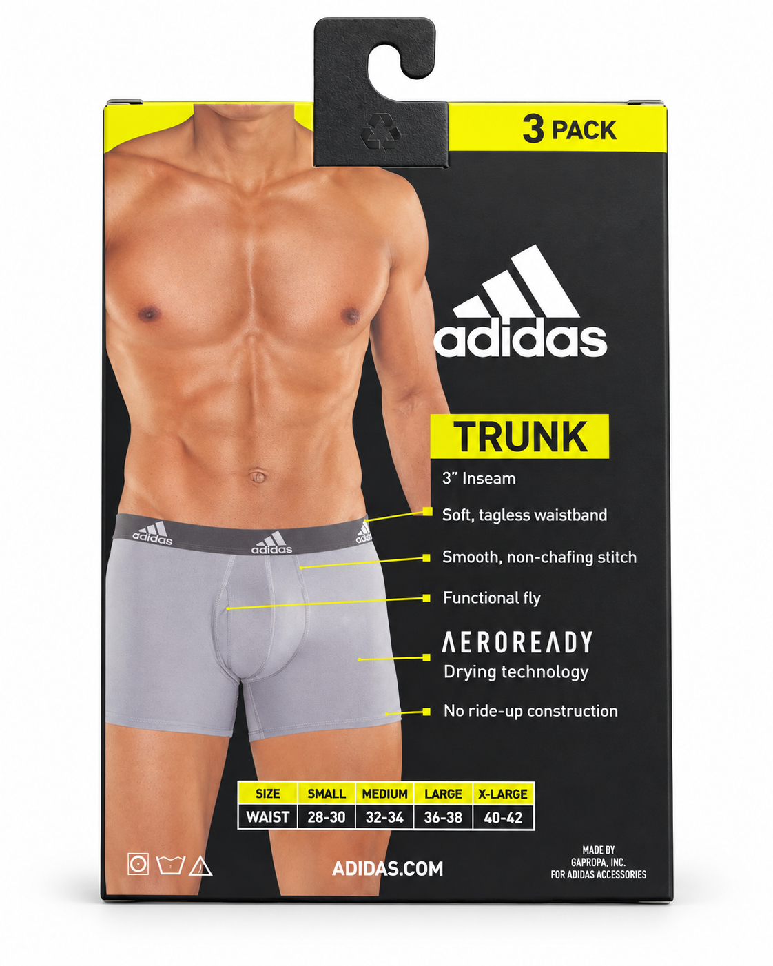 ADIDAS MEN’S PERFORMANCE 3-PACK TRUNKS