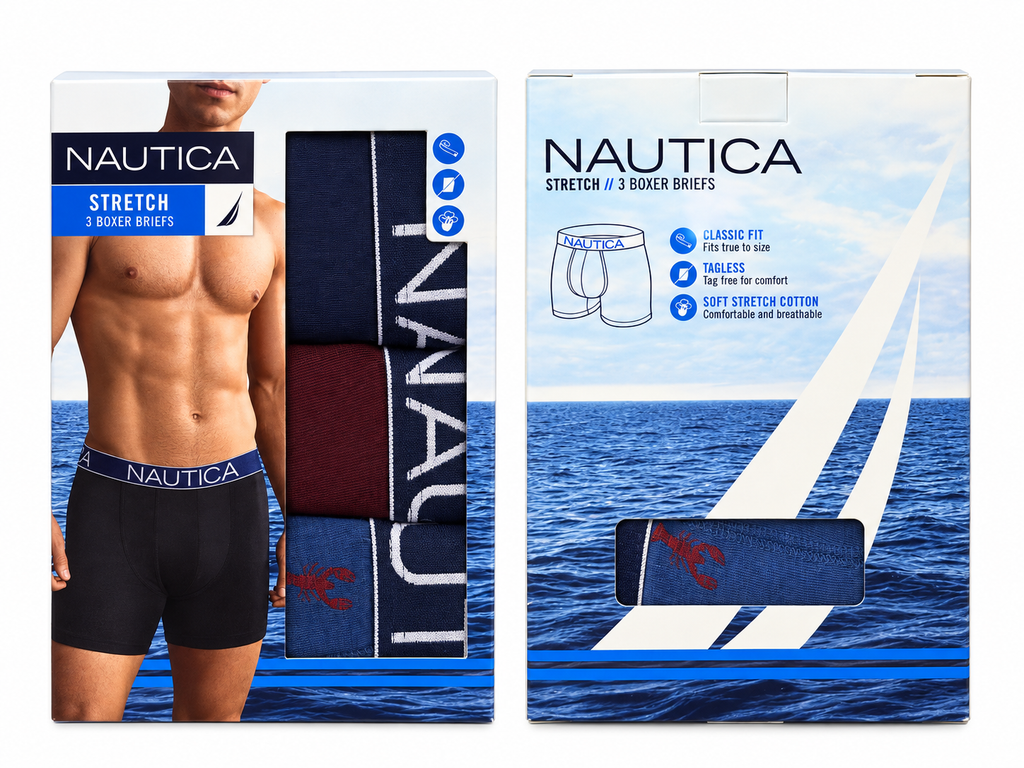 NAUTICA MEN’S STRETCH 3-PACK BOXER BRIEFS