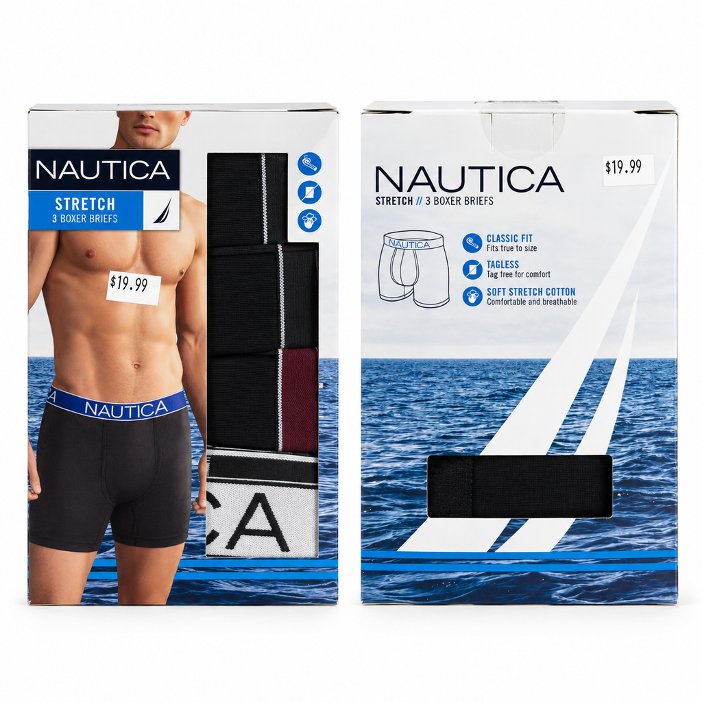 NAUTICA MEN’S STRETCH 3-PACK BOXER BRIEFS