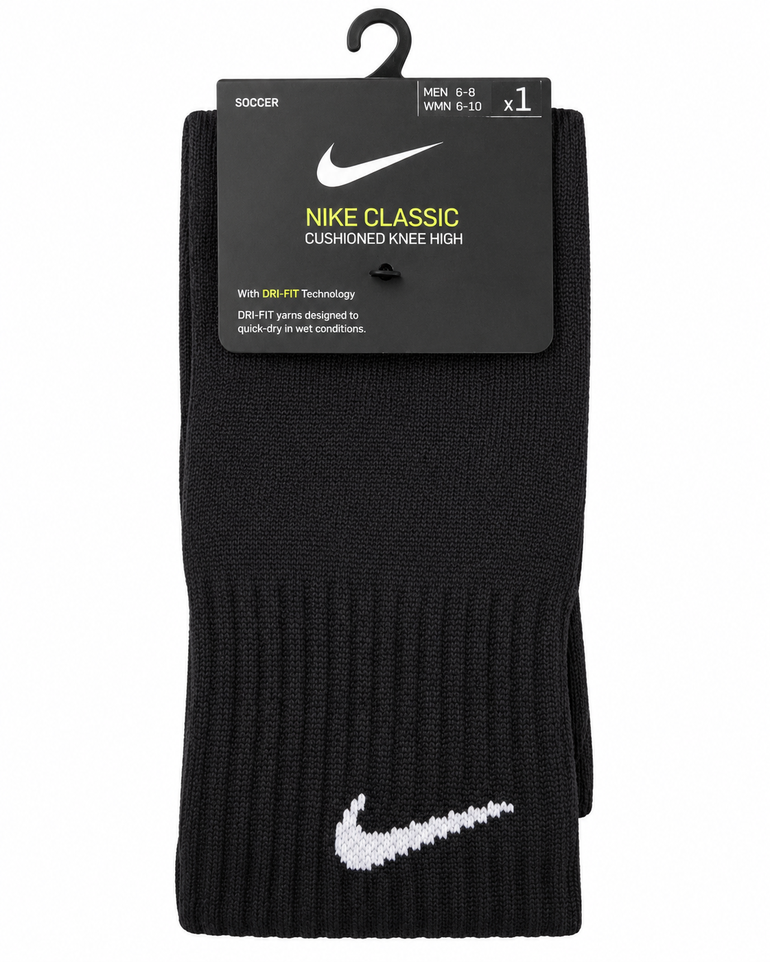 NIKE CLASSIC CUSHIONED KNEE-HIGH SOCCER SOCKS - BLACK/WHITE