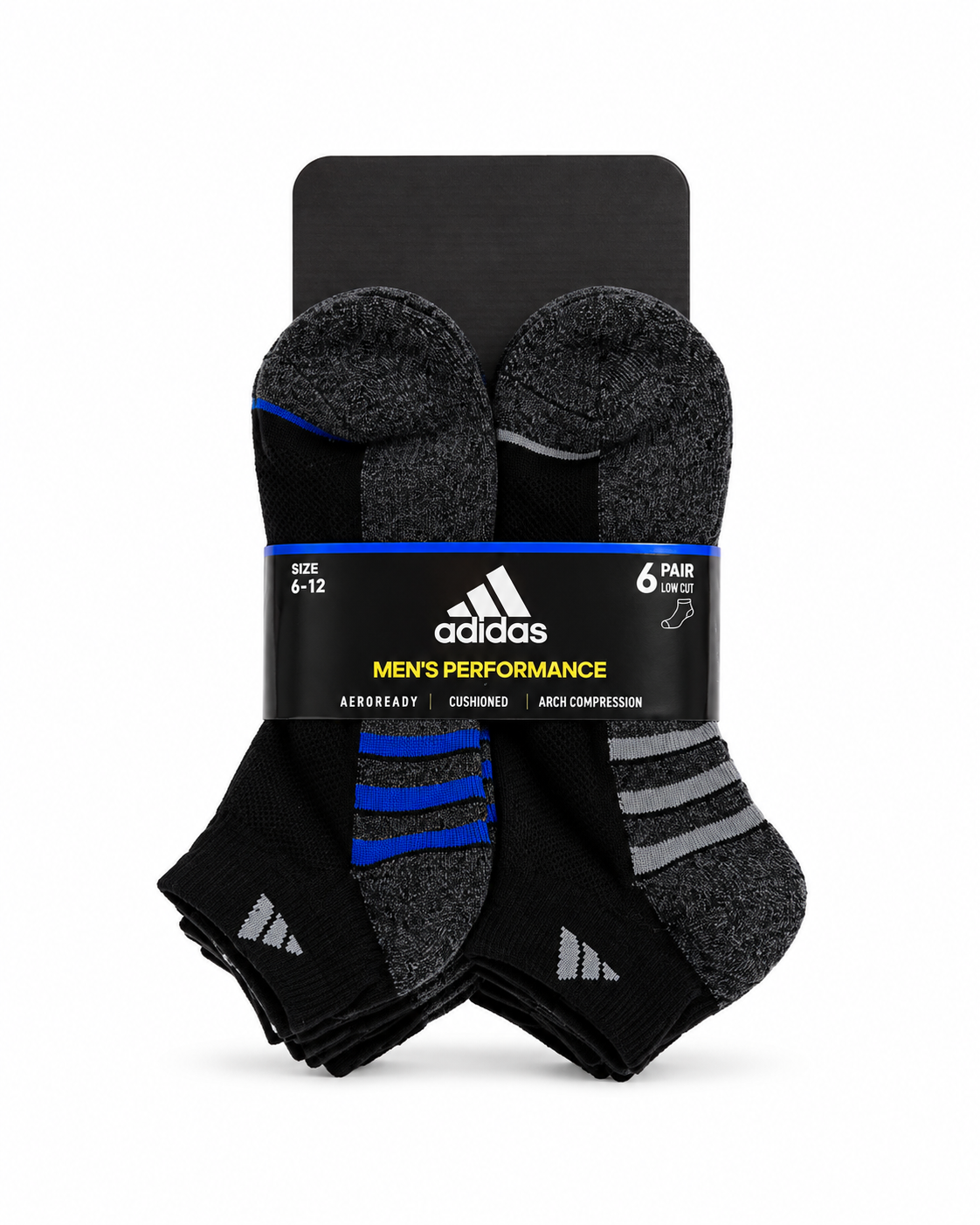 ADIDAS MEN’S PERFORMANCE LOW-CUT SOCKS 6-PACK