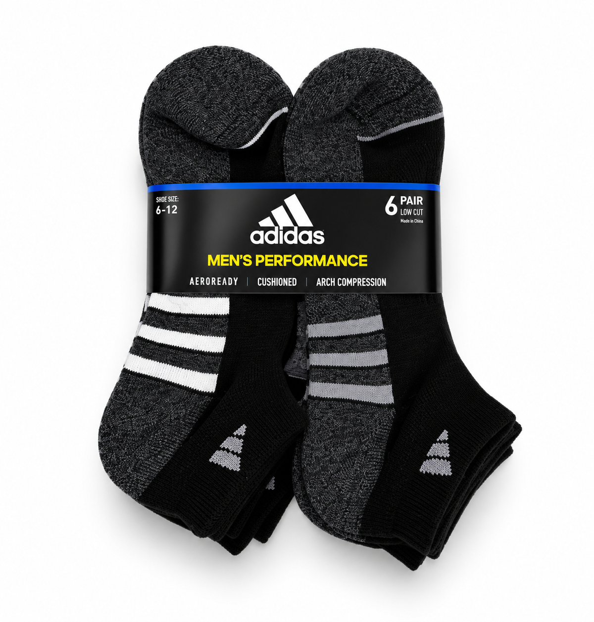 ADIDAS MEN’S PERFORMANCE LOW-CUT SOCKS 6-PACK