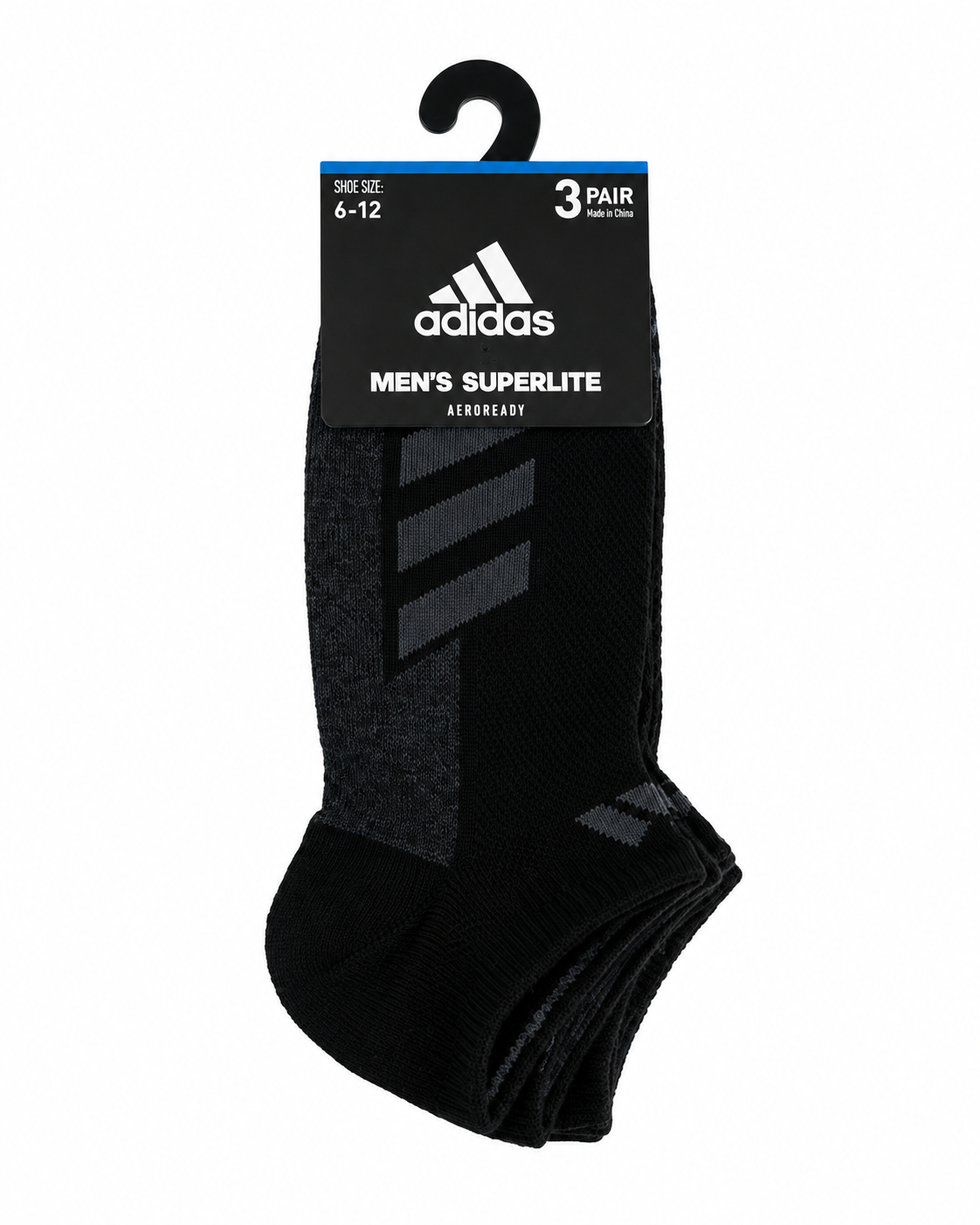 ADIDAS MEN’S SUPERLITE 3-PACK NO-SHOW SOCKS