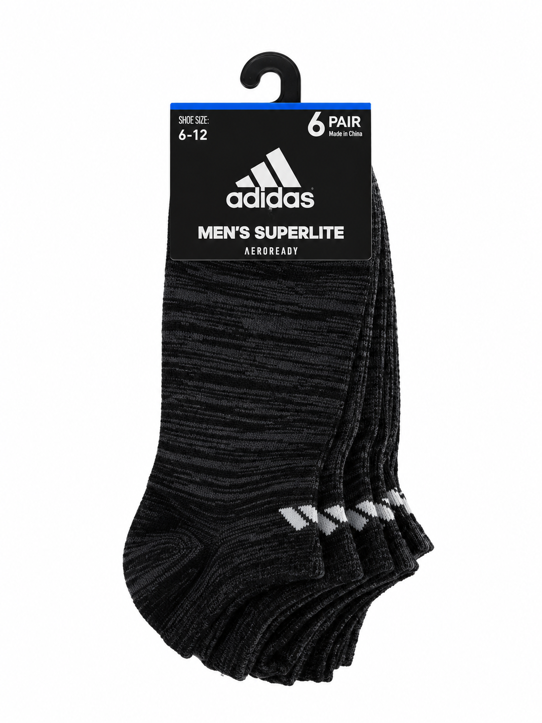 ADIDAS MEN’S SUPERLITE 6-PACK NO-SHOW SOCKS