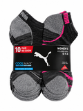 PUMA WOMEN’S 10-PAIR COOLMAX NO-SHOW SOCKS – ASSORTED COLORS