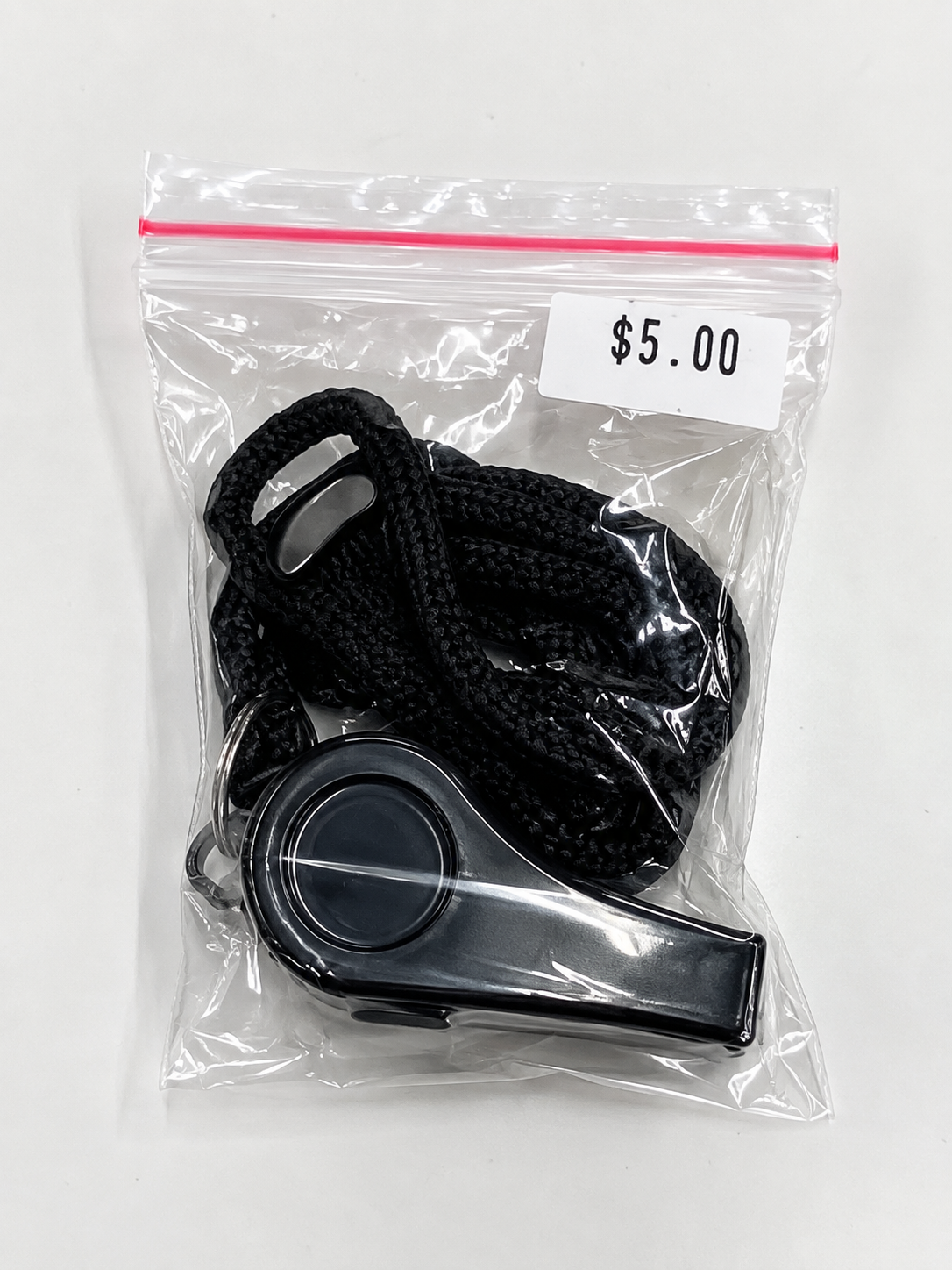 BLACK REFEREE WHISTLE WITH LANYARD